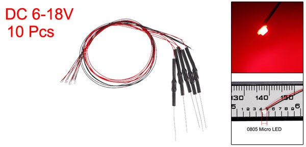 uxcell 10pcs Prewired SMD LED Light Emitting Diode DC 6-18V with Resistor for Small Model Cosplay and Small Model Building