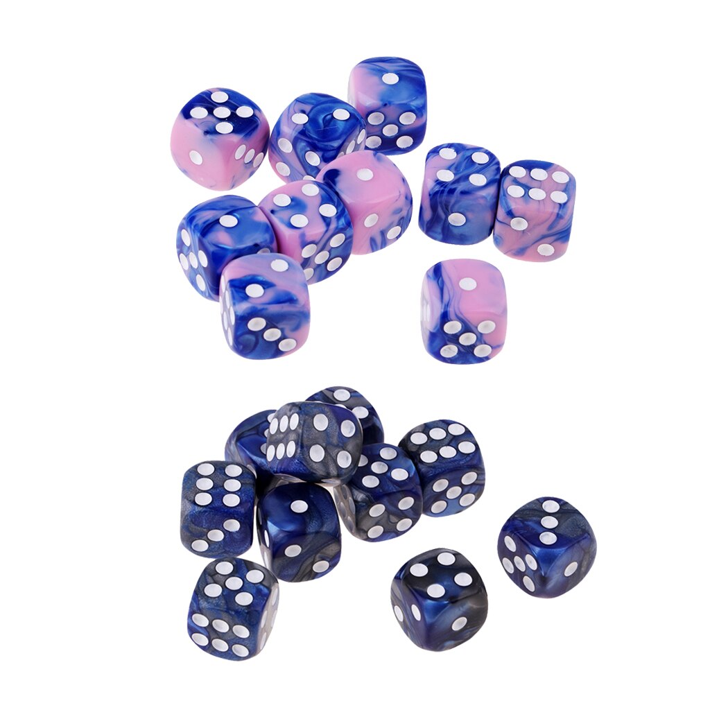 20 st genomskinlig fyrkantig sexsidig tärningssats för rollspel 16mm d6 hartser