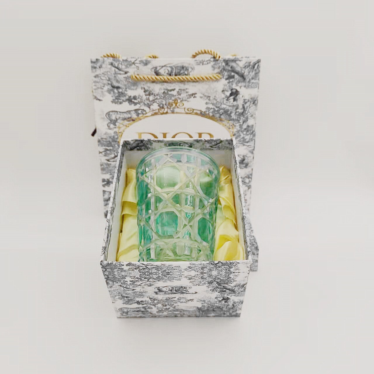 Whisky Glass Cup Box Set Crystal Cup Milk Juice Milk Tea Cup Household Lattice Water Cup Single: Light blue-Gift Box