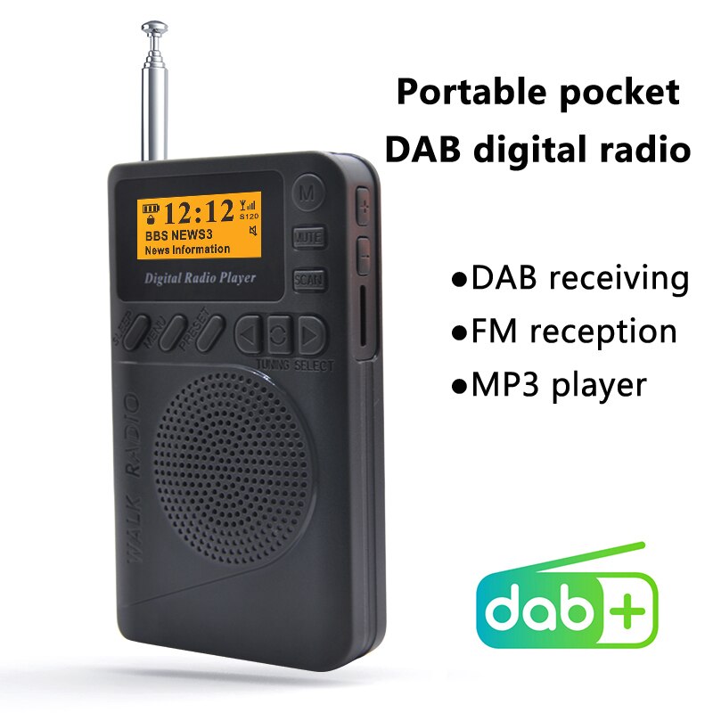 DAB/DAB+FM Digital Radio, 2.4-Inch Color LED Display, Support SD Card Insertion, With Bluetooth, MP3 Player