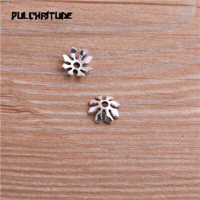 60pcs 3*10*11mm Two Color Bead Caps Charm Hollow Small Flower Pendants Jewelry Accessories DIY Receptacle Charms: Antique Silver Plated