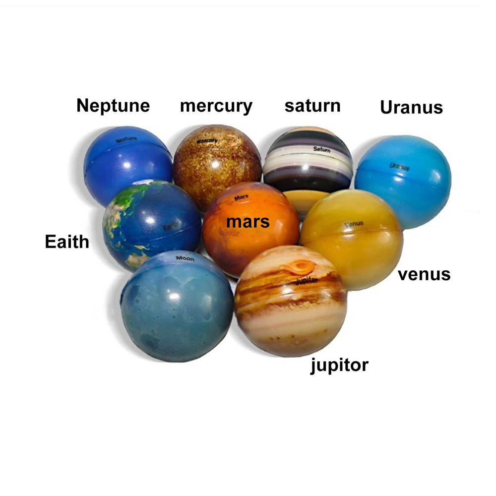 Colorful Bouncy Ball Ball Toy Solar System Sponge Ball Moon Star Ball Eight Planets Printing Star Ball Earth Globe Ball