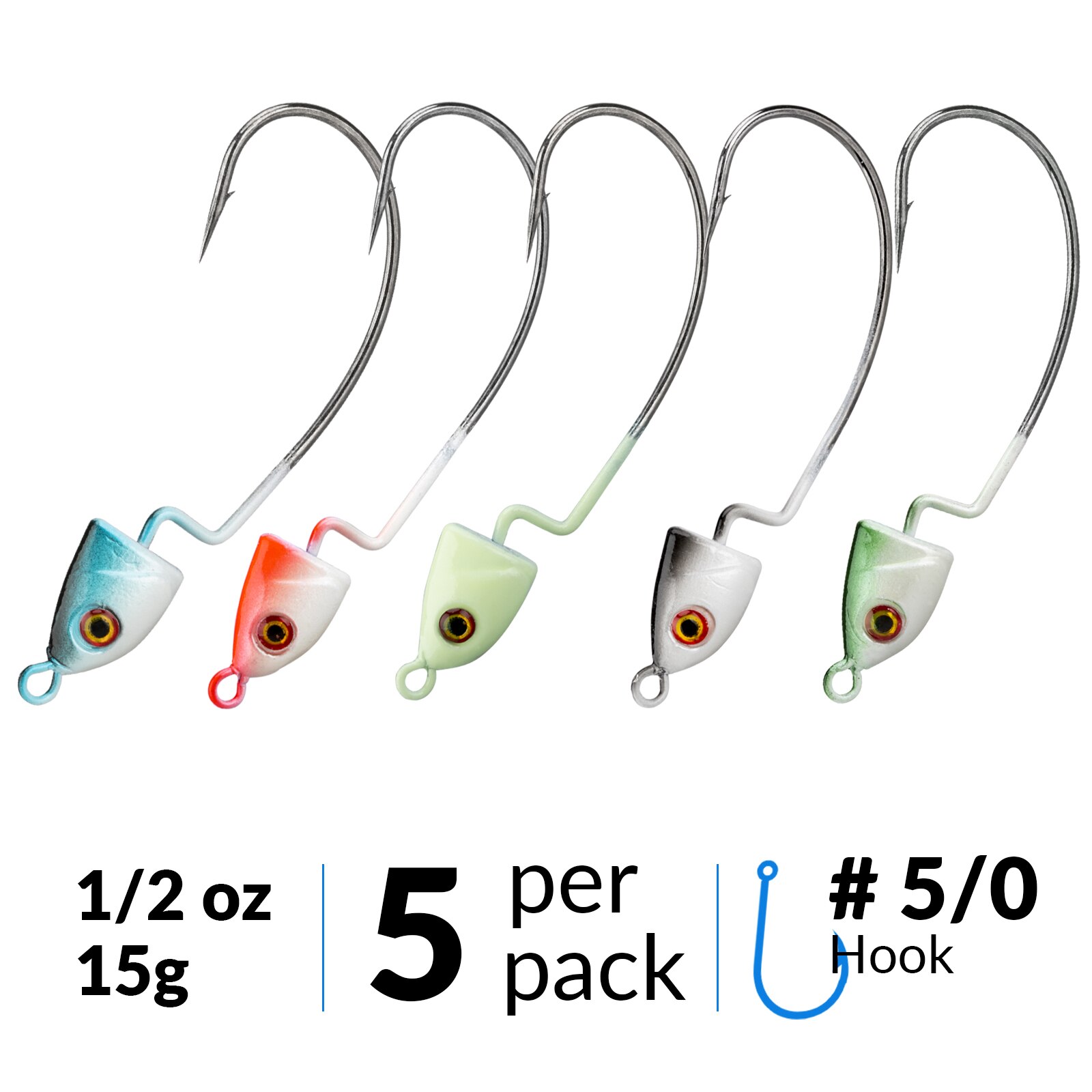 Anzuelo de pesca con cabeza plomada, 3,5g, 5g, 7g, 10g, 14g, accesorios de aparejos de pesca con señuelo suave, 5 unids/lote: 15g jig head hook