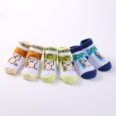 Chaussettes courtes pour bébés 0-1 ans | Chaussettes en coton pour bébés garçons, mignonnes, dessin animé animaux, 3 couleurs/paquet: comb 2