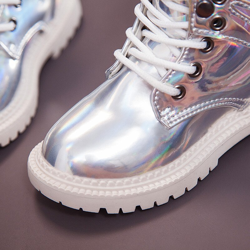 Stivali della ragazza per I Bambini di Moda martino Stivali di Pelle di Brevetto Ragazze scarpe da ginnastica Principessa Scarpe per Bambini Stivali con Ali di Farfalla