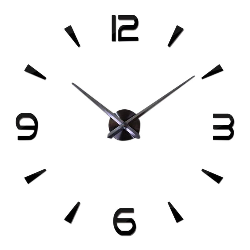 3D Large DIY Wall Clock Frameless Mute Non Ticking Quartz Clocks Kit with Mirror Number Sticker for Bedroom Decor