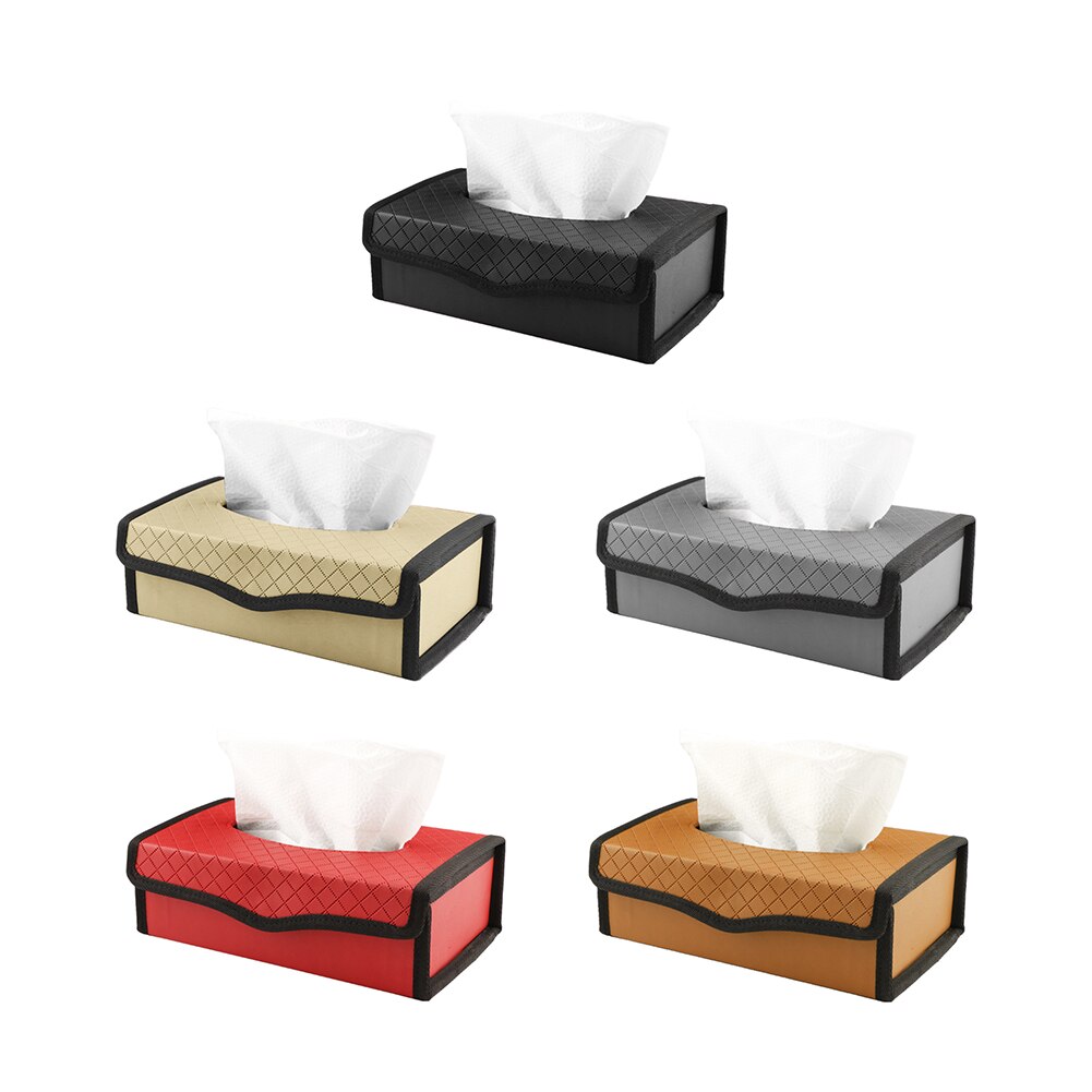 Car Tissue Box Holder PU Leather Dashboard Napkin Box Box Holder Home Office Tissue Box Folding Large Capacity Interior Storage