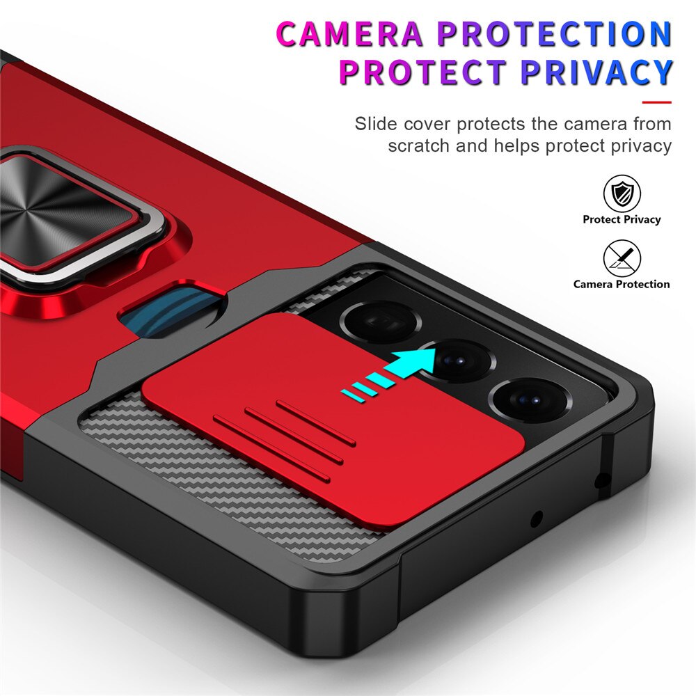 Til samsung galaxy note 20 ultra 5g etui slide panser stødsikkert kort slot etui note 20 note 20 ultra magnetisk metal stativ cover