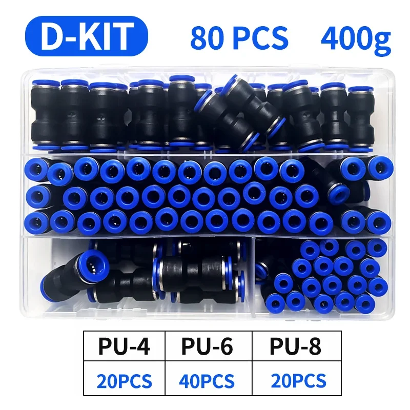 PU Boxed Set Air Straight Pneumatic Fittings PU Water Pipes Quick Release Connector PU-4-6-8-10-12-14 Plastic Hose Couplings: black / 1-1/4"
