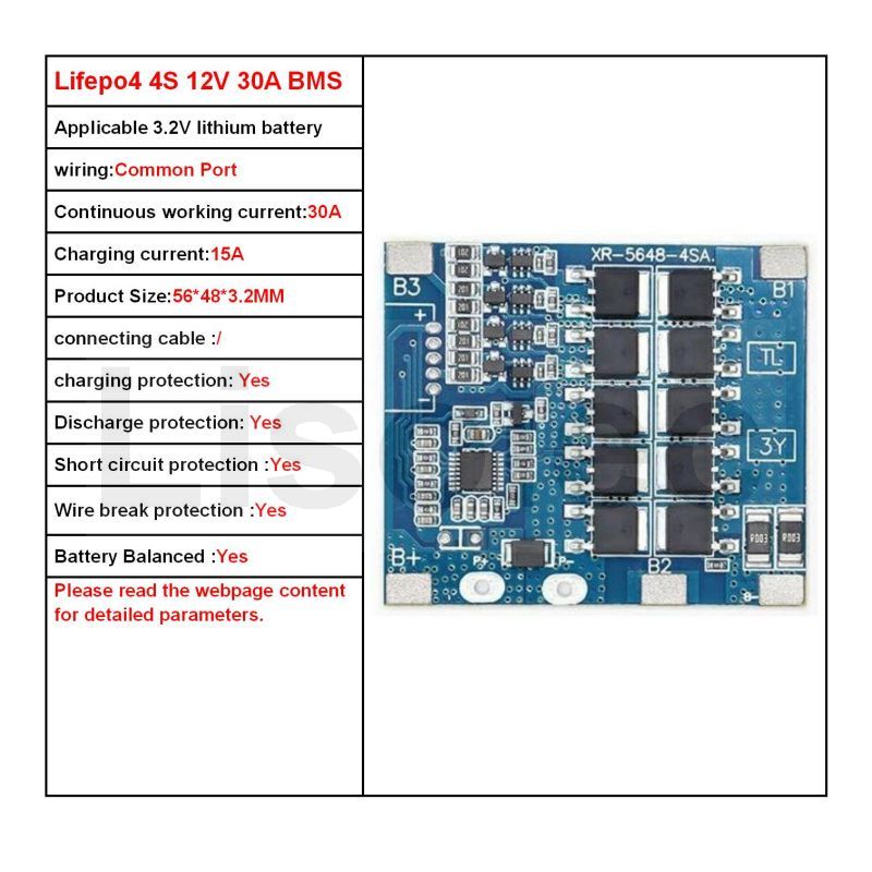 Lifepo4 BMS 4S 12V 18650 21700 32700 32650 Lithium Iron Phosphate Battery 5A 8A 10A 20A 30A Charge Discharge Protection Board: Dark Grey