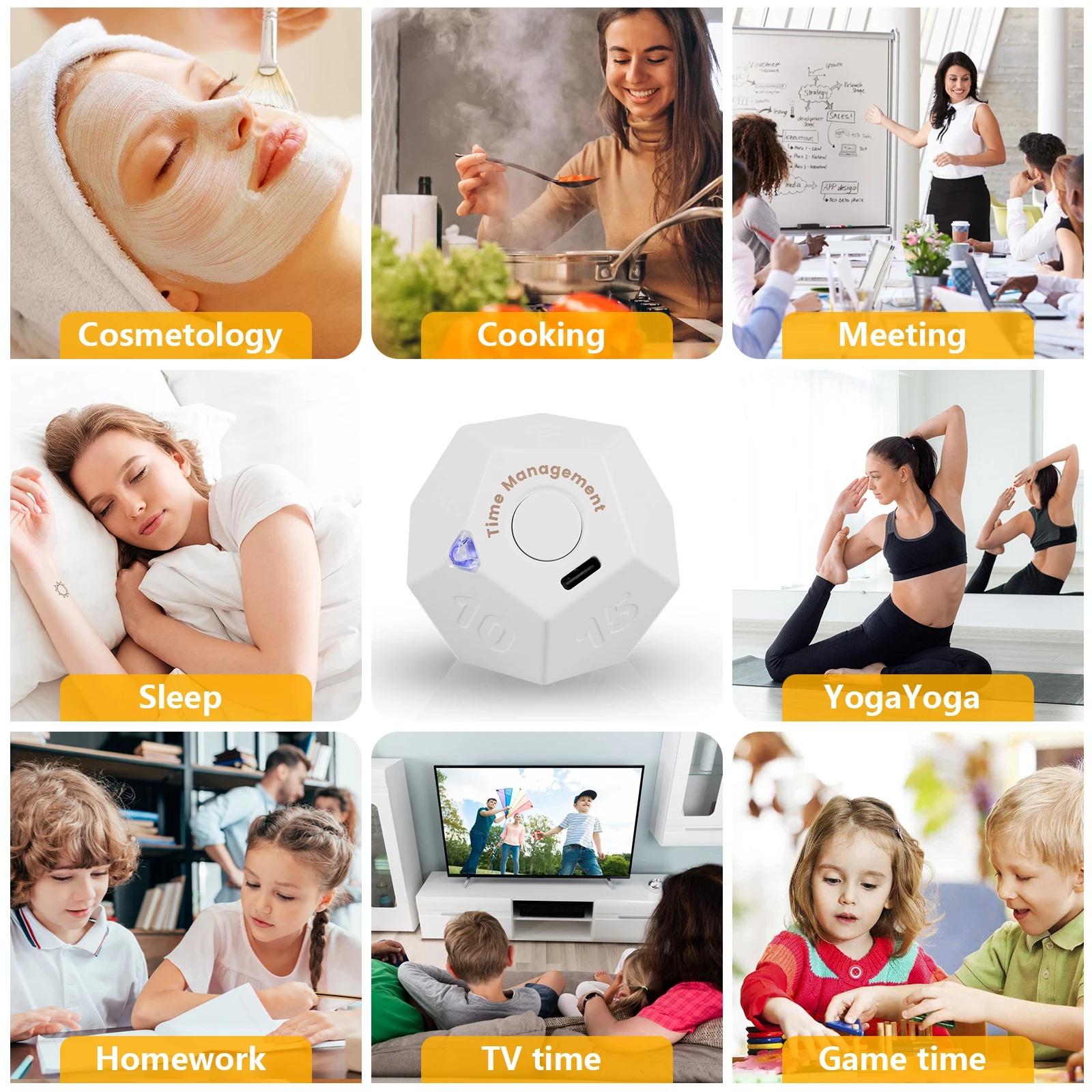 Mini-Würfel-Timer, LED-Anzeige, voreingestellte Zeit, Dual-Alarmmodus, Countdown, Pomodoro, digitaler Timer, Zeitmanagement, Küche, Kochen, Studie