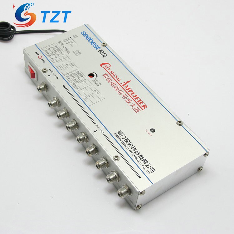 TZT SB-1030M8 8 Way CATV Signal Amplifer Sat Cable TV Signal Amplifier Splitter Booster CATV 30DB