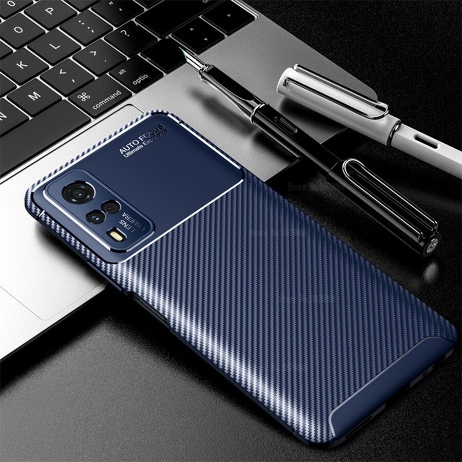 Pu Carbon Fiber Siliconen Gevallen Voor Vivo Y31 6.58 &#39;&#39;Soft Shockproof Telefoon Cover Voor Vi Vo Y31 Y 31 31y V2036 Coques Fundas