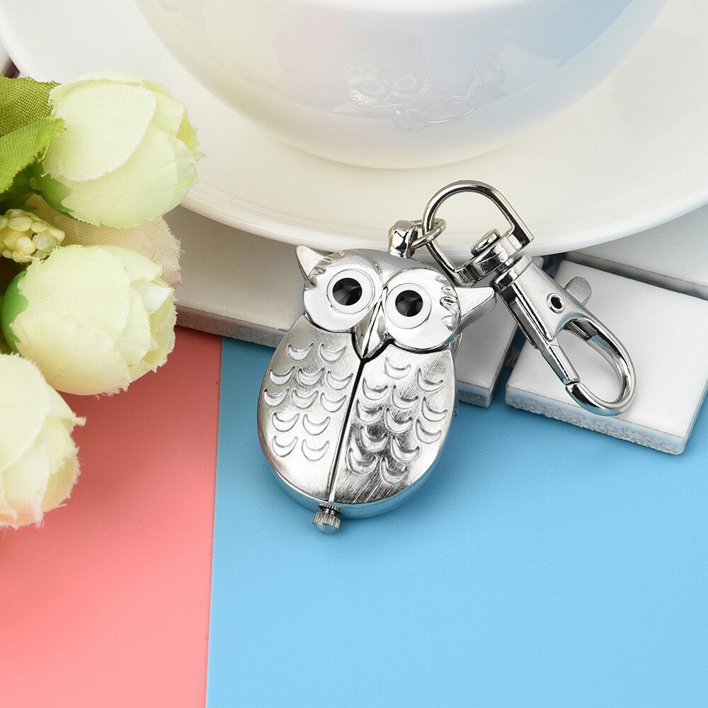Petites montres à gousset, horloge rétro à quartz, magnifique porte-clés de dessin animé mignon, montre de poche hibou, relogio feminino saat watch *a