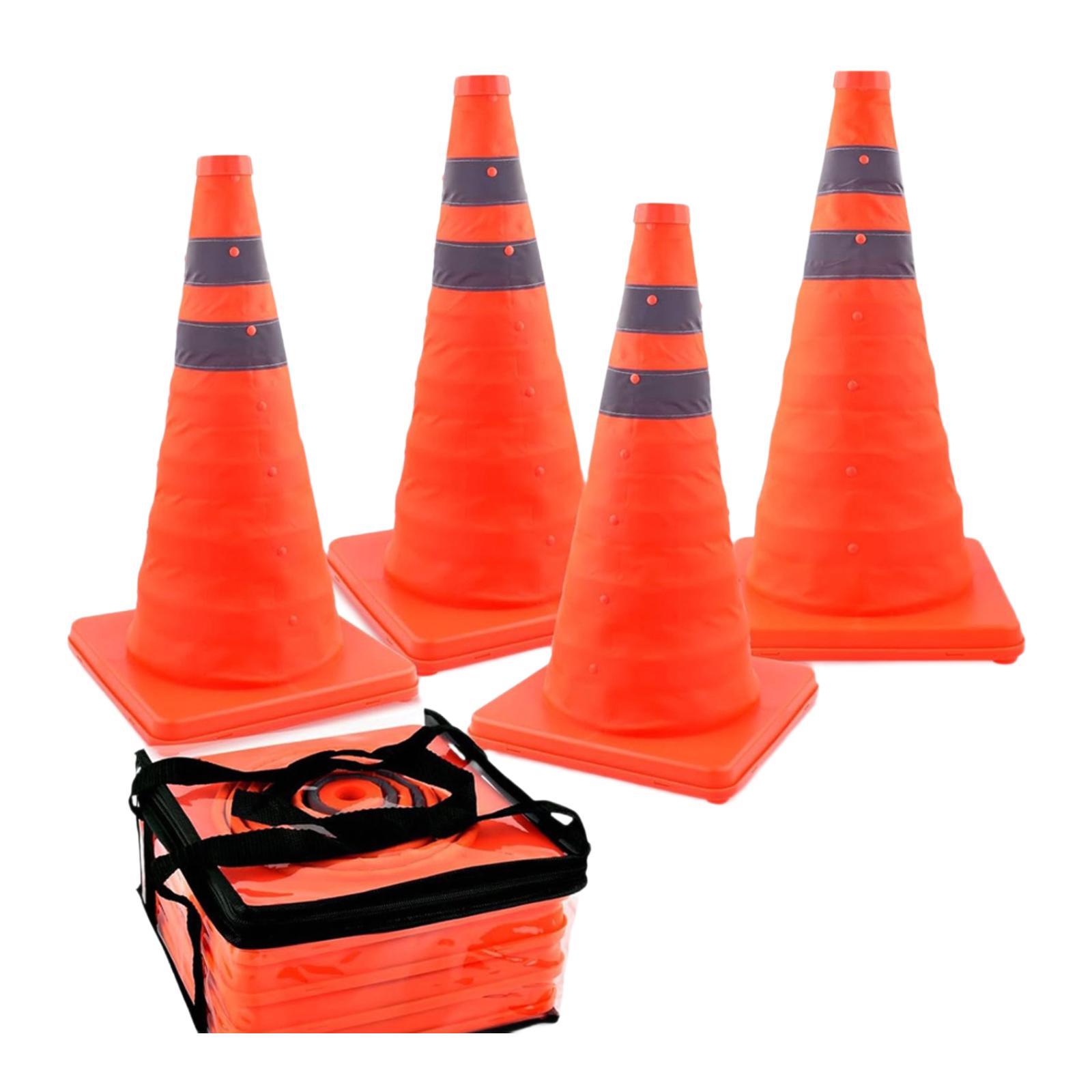 4 stuks 18 inch telescopische reflecterende verkeerskegels, opklapbare kegels, multifunctioneel, oranje