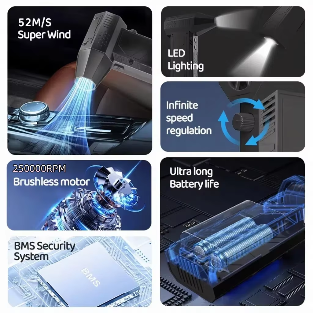 250000RPM X3pro Violent Blower Powerful Snow Blower Handheld Brushless Motor Vacuum Cleaner Electric Air Blower Car Dryer ﻿