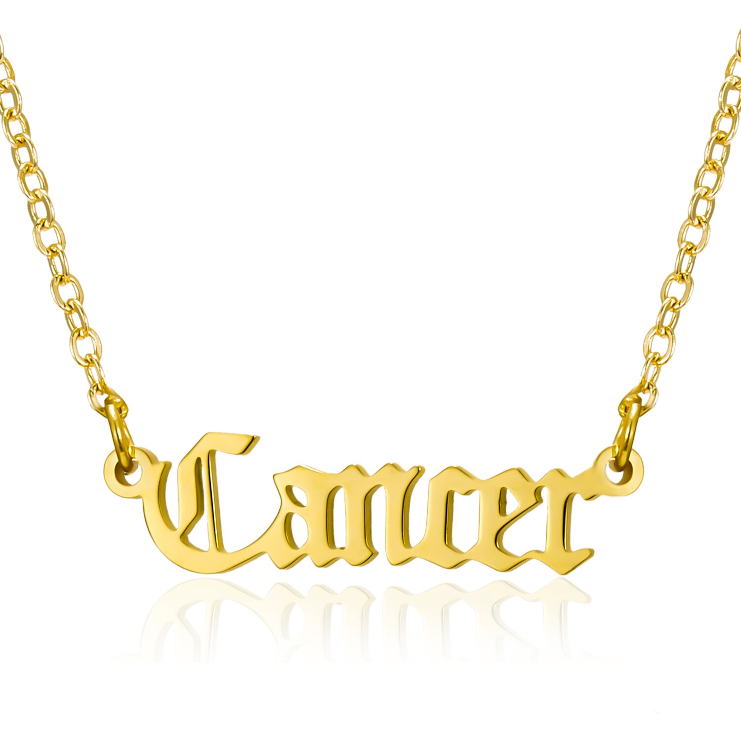 Trendy Goud Kleur Brief Zodiac Ketting Vrouwen Choker 12 Sterrenbeeld Weegschaal Rvs Hanger Ketting Verjaardag Sieraden: Cancer