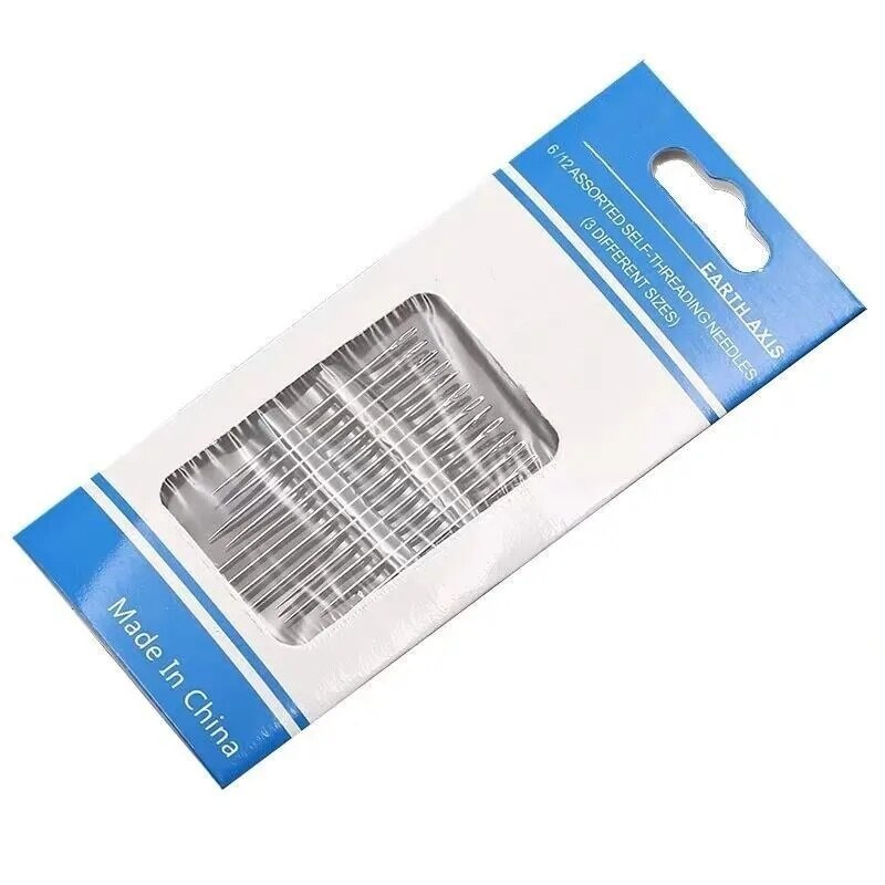 24/12X Stainless Steel Sewing Needles Self-Threading Needles DIY Quick Threading Needle Embroidery Tailor Clothing Stitch Tools