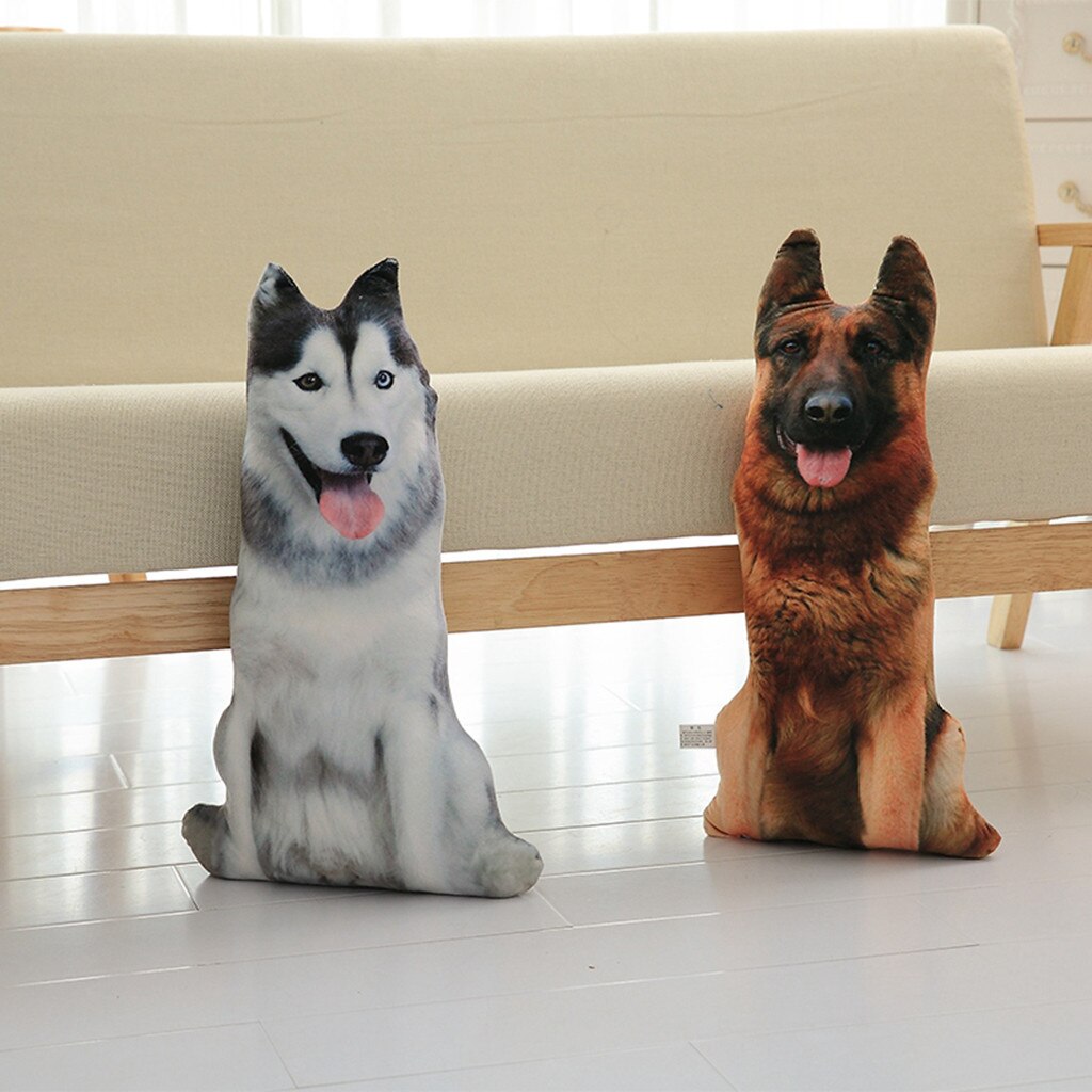 Almohada con estampado de perro en 3D, bonita cabeza de perro, Animal realista, divertida cabeza de perro, Cosplay, juguete favorito para niños, cojín para el hogar