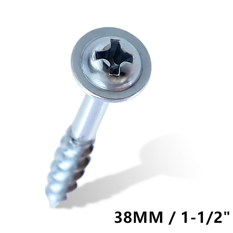 100pcs Pocket Hole Screws Galvanized 25-63mm Cross Self Tapping Screw ST4 Drive Screw for Pocket Hole Jig System Tool parts: 38mm