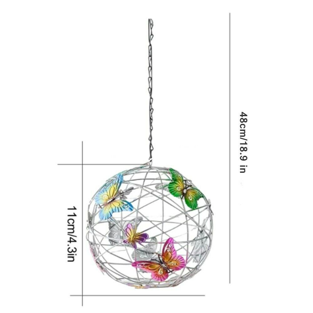 Vlinder Metalen Bal Opknoping Solar Licht Met Waterdichte Weven Lamp Tuin Decoratie Outdoor Suncatchers: Default Title