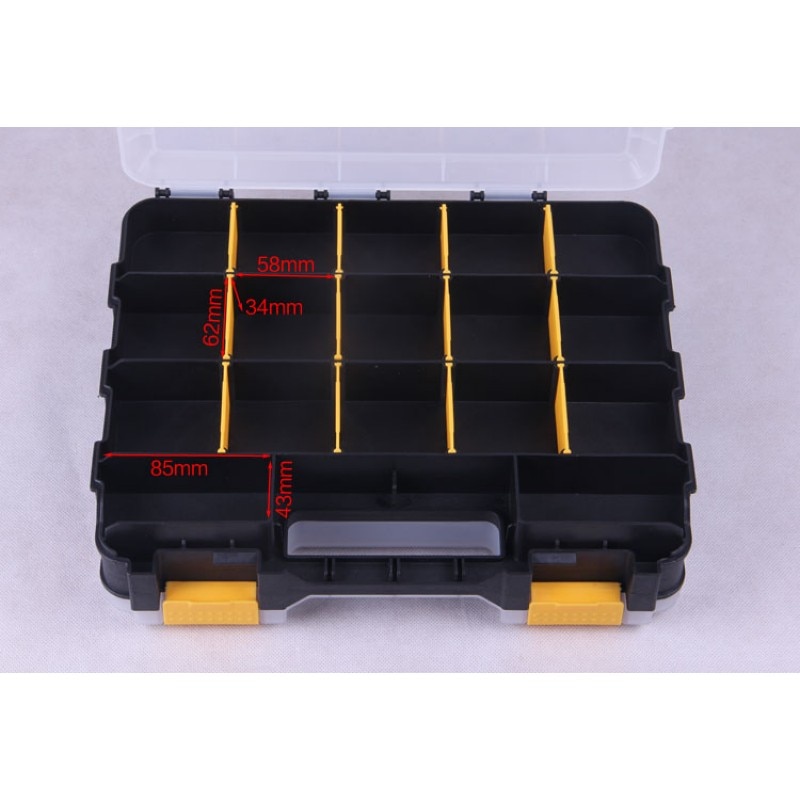 12 inch toolbox double-sided open plastic portable parts toolbox classification component box 320x270x80mm
