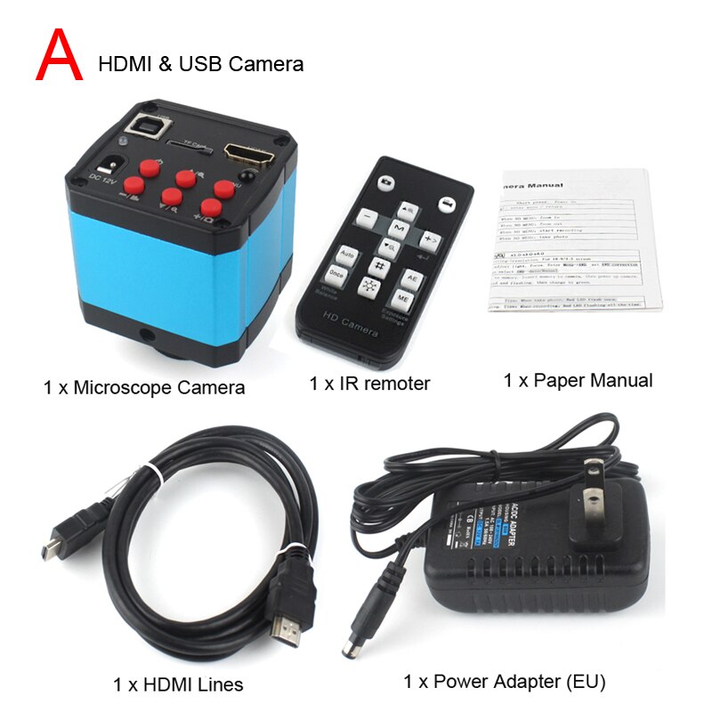 2K HDMI Digital Video Monocular Microscope Digital Camera Set 130X C-Mount LED Light For Soldering Mobile Phone Repair Tools