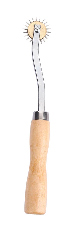Lederen Tool Diy Alle Stalen Tand Type Krabwiel Tracing Lijn Persrol Houten Handvat Draad Perswiel: Light Grey