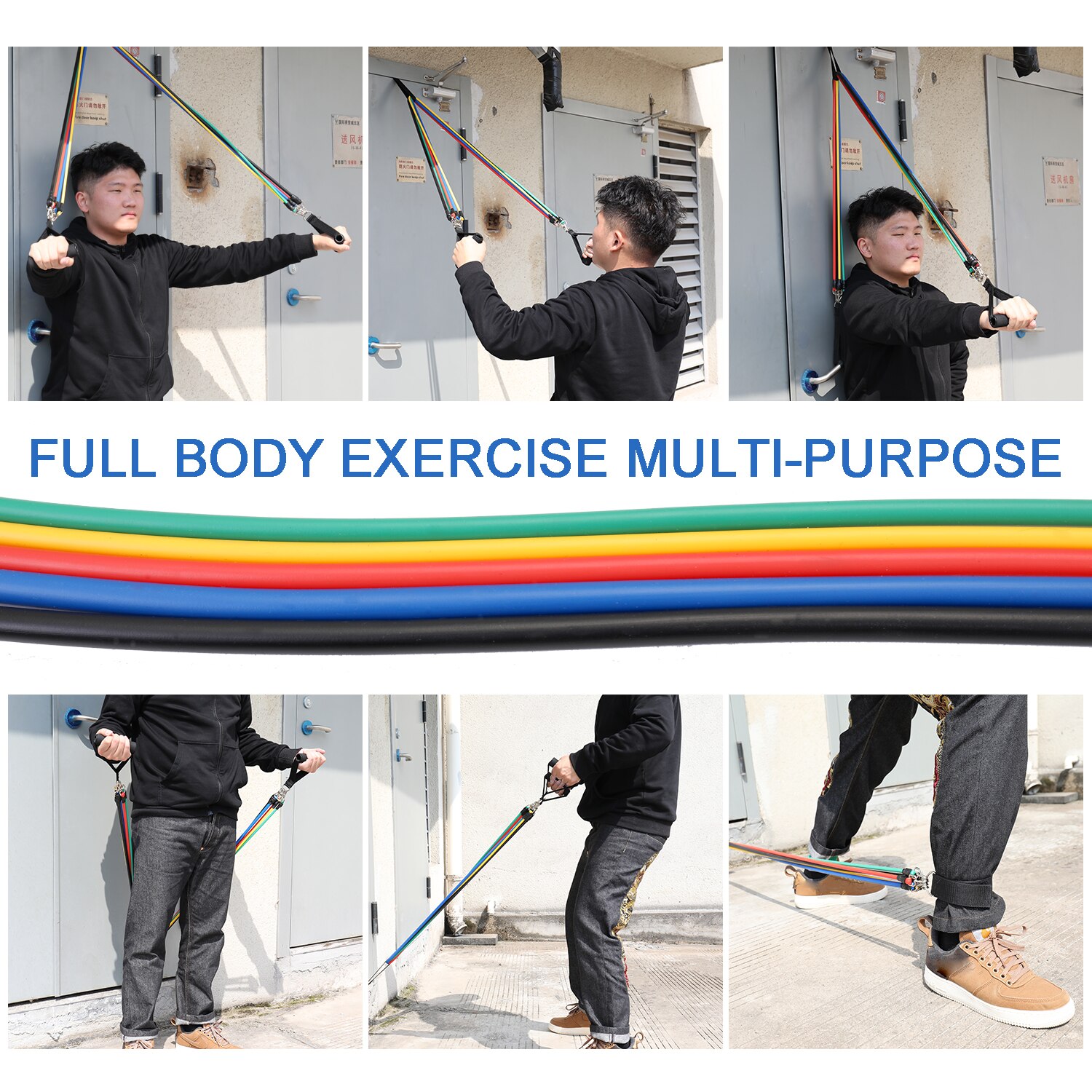 11Pcs/Set Latex Resistance Bands Gym Door Anchor Ankle Straps With Bag Kit Set Yoga Exercise Fitness Band Rubber Loop Tube Bands