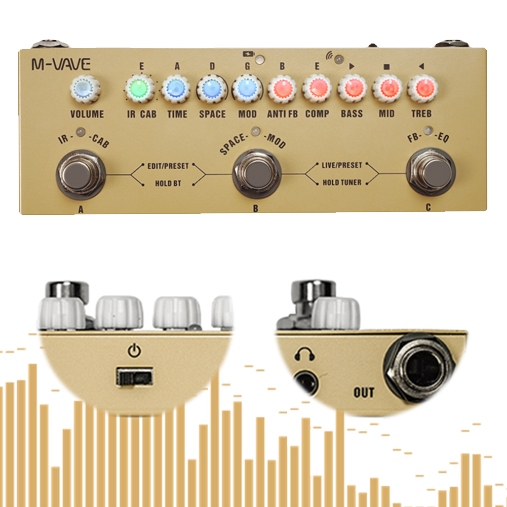 Multi-effectpedaal IR-laden 9-AMP-modellen Reverb Delay Multi-effecten Pedaal voor akoestische gitaar Akoestische gitaar Multi-effectpedaal