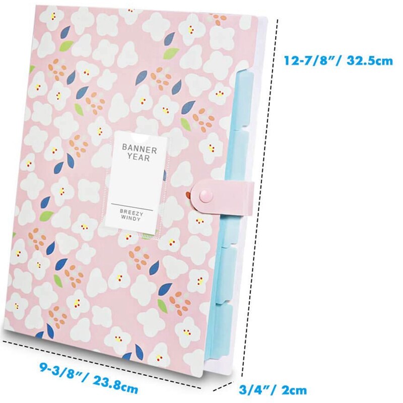 6Pcs File Storage Bag Extended Folder Storage Bag with 6 Pocket Plastic A4 Size Folder for School Teacher Office Documents