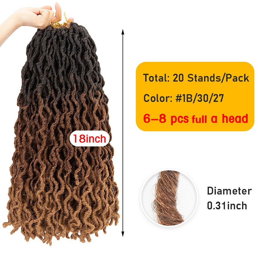 AliLeader 7colors Synthetic Crochet Braids Curly 12/ 18inch Nu Locs Crochet Extensions 20strand Goddess Faux Locs Crochet Hair: P4/24