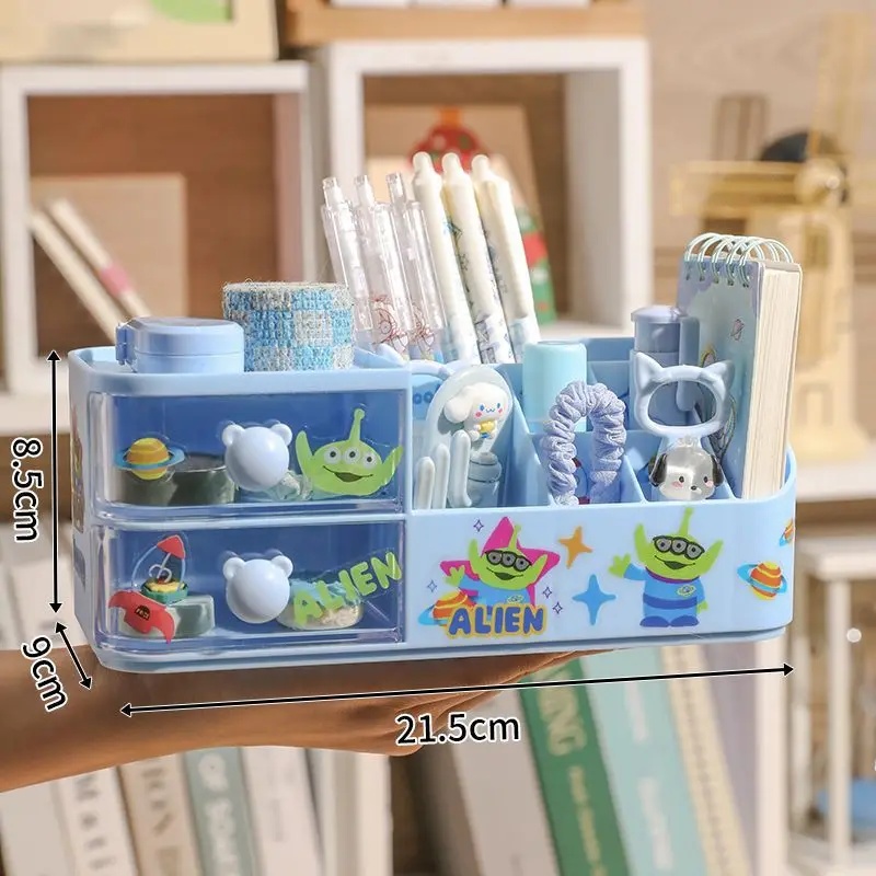 Organizador de escritorio estilo cajonera chica bonita corazón estudiante escritorio para niños papelería cepillo cosmético organizador portalápices plástico Ma
