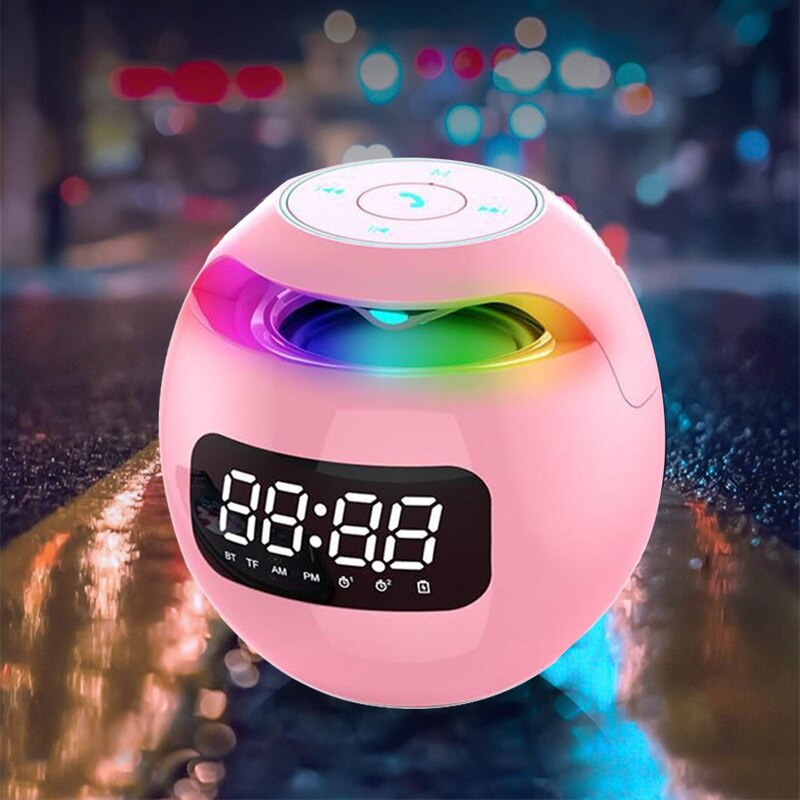 Draadloze Bluetooth Speaker Sound Box Klok Alarm Kleur Nachtlampje Met Microfoon Usb 5.0 Adapter Klok Versie