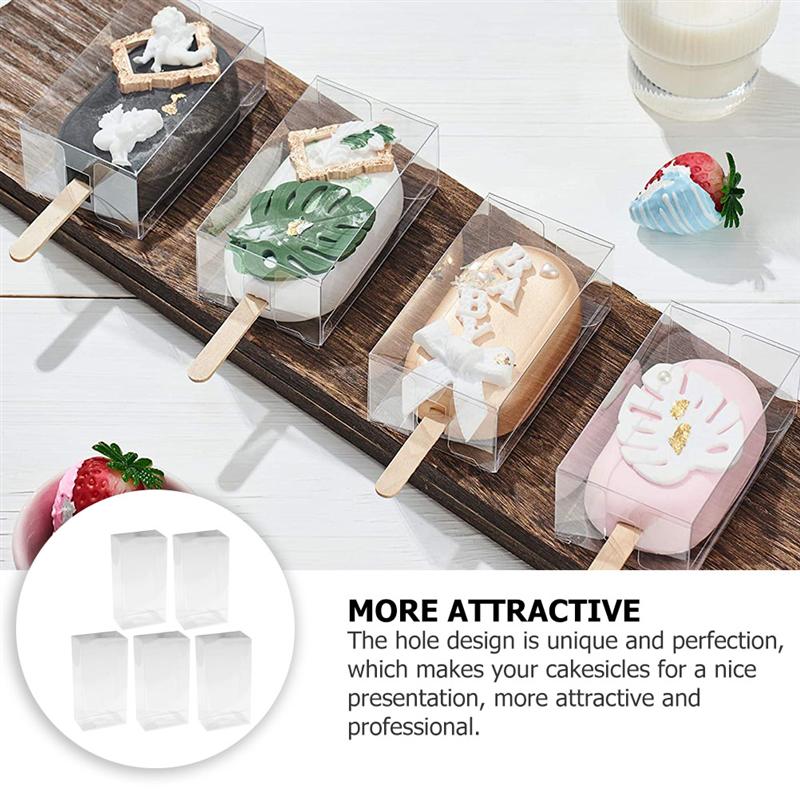 5Pcs Transparent Premium Ice Cream Shaped Boxes Clear Plastic Box for Restaurant