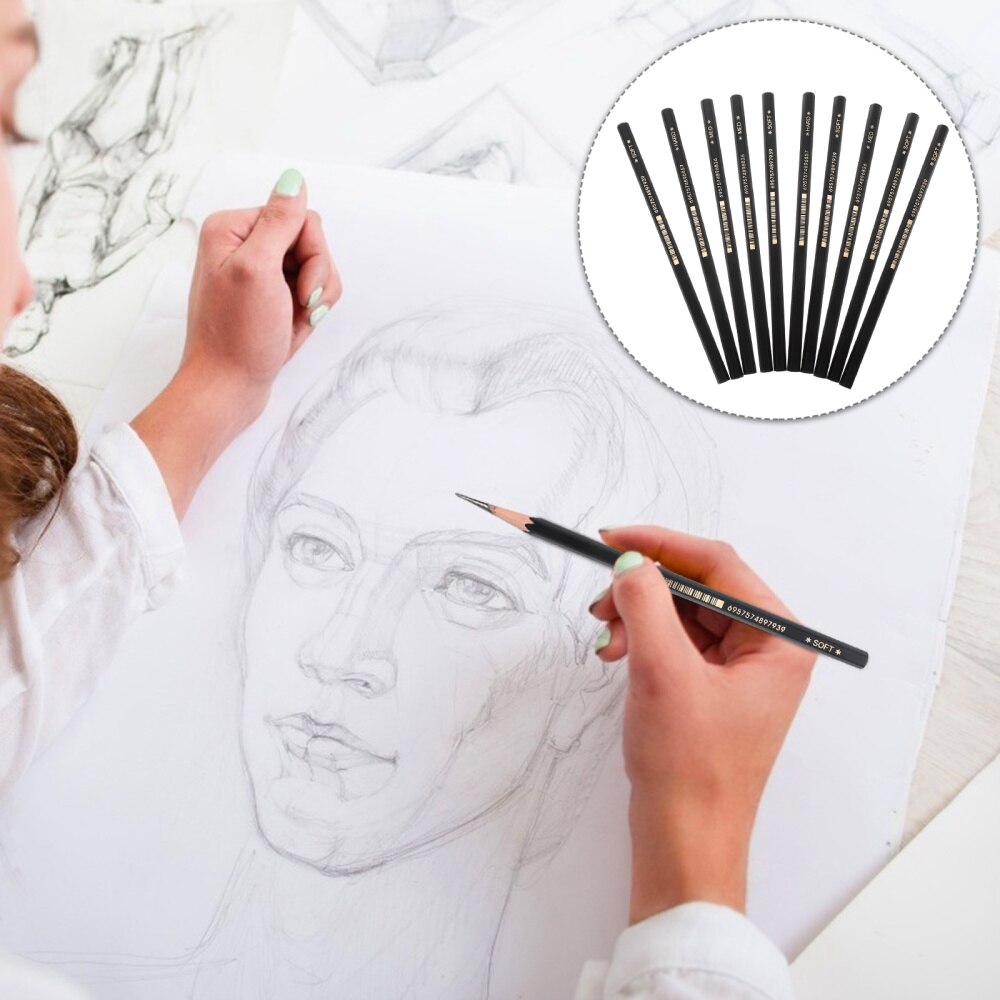 10pcs Durable Sketch Pencils Drawing Artist Pencils Helpful Painting Supply