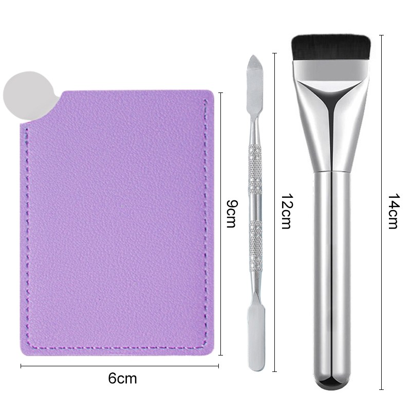 Paleta de maquillaje de acero inoxidable, espejo de maquillaje portátil con paleta de colores, placa mezcladora de cosméticos, herramienta de mezcla de viaje para belleza: Azul