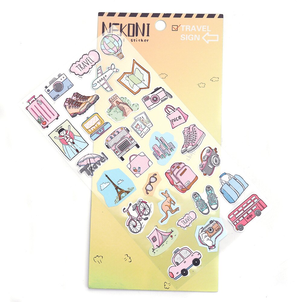 Paper Sport DIY Scrapbook Decorative Stickers Sports Dessert film cosmetic Stationery Travel series stickers For Kids 1pc