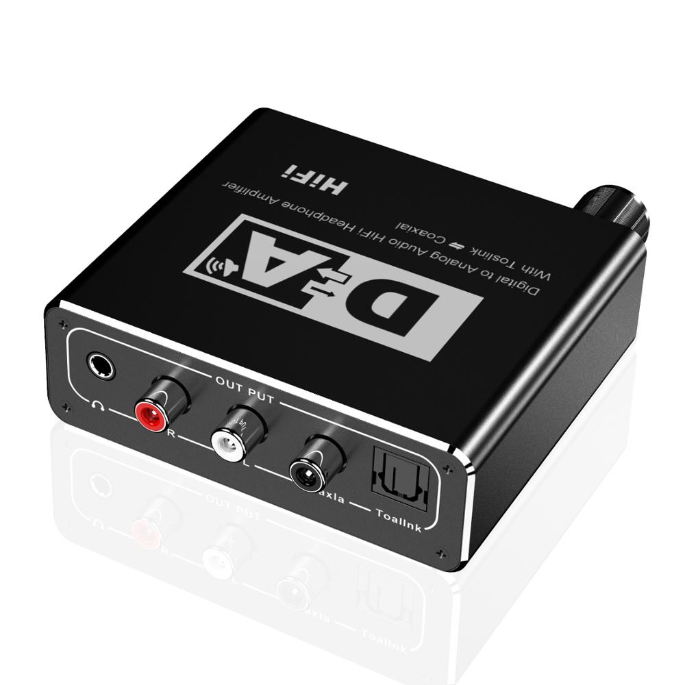 Hifi Dac Amp Digitale Audio Analoog Converter Rca 3.5Mm Hoofdtelefoon Versterker Toslink Optische Coaxiale Uitgang Draagbare Dac 24bit