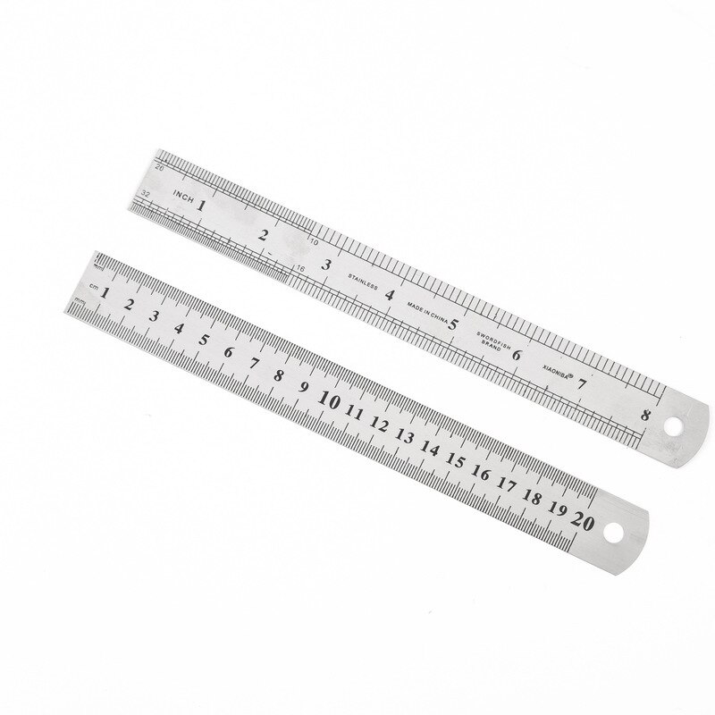 1PC 15cm/20cm/30cm/50cm Double Side Scale Stainless Steel Straight Ruler Measuring Tool School Office Supplies For Students