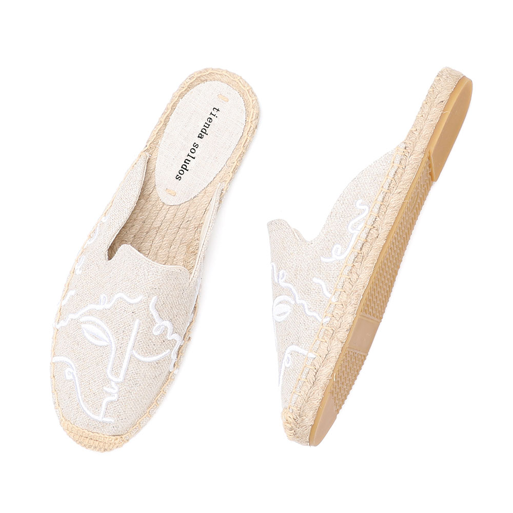 Tienda Soludos Espadrilles Hausschuhe Für Für Flache Echt Angebot Hanf Sommer Gummi Drucken Frau Schuhe Maultiere Pantufa