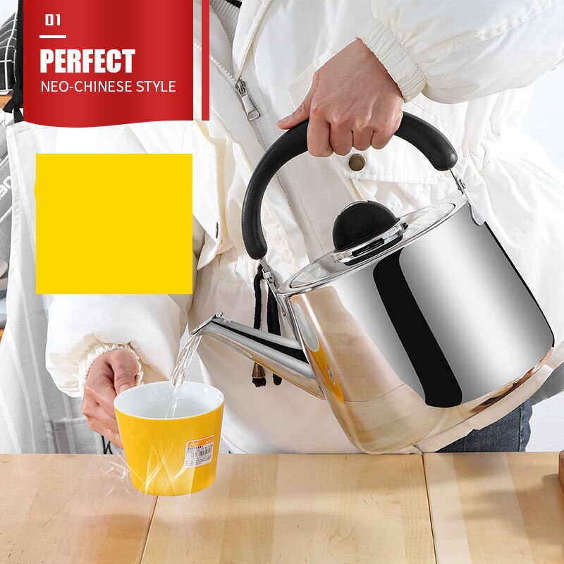 Bouilloire épaissie en acier inoxydable | Bouilloire à sifflet, bouilloire de grande capacité, cuisinière à gaz et à Induction, bouilloire universelle, sifflage