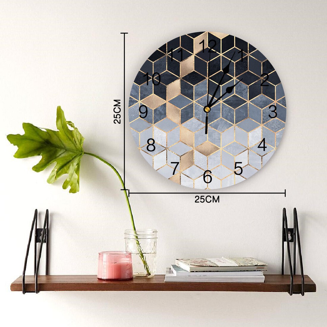 Soft Blue Gradient Cubes Wall Clock Home Decor Bedroom Silent Oclock Watch Wall for Kitchen Living Room Wall Digital Clock