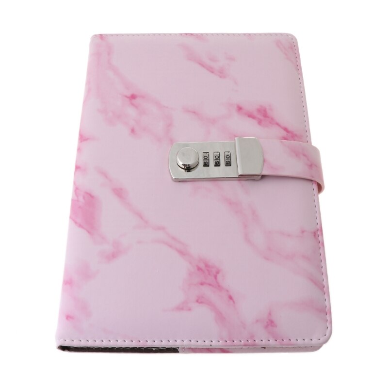 A5 Marble Texture Notebook Password Lock Notebooks Leather Notepad Agenda Weeks