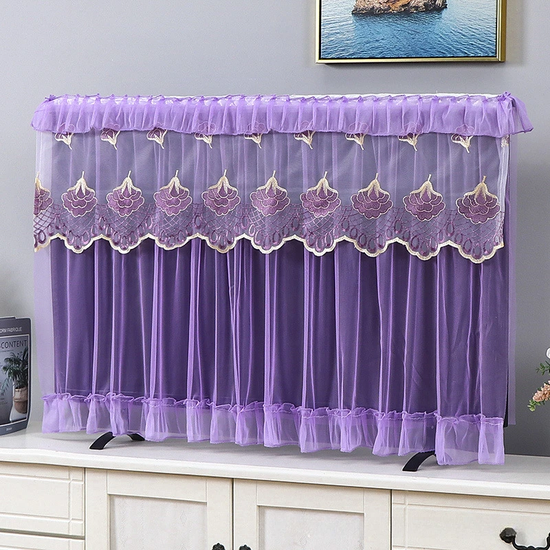 32/37/42INCH Lace Fabric Door Curtain TV Circle Can Be Flipped Dust Cover Monitor Screen Home Decorations Dust Cover