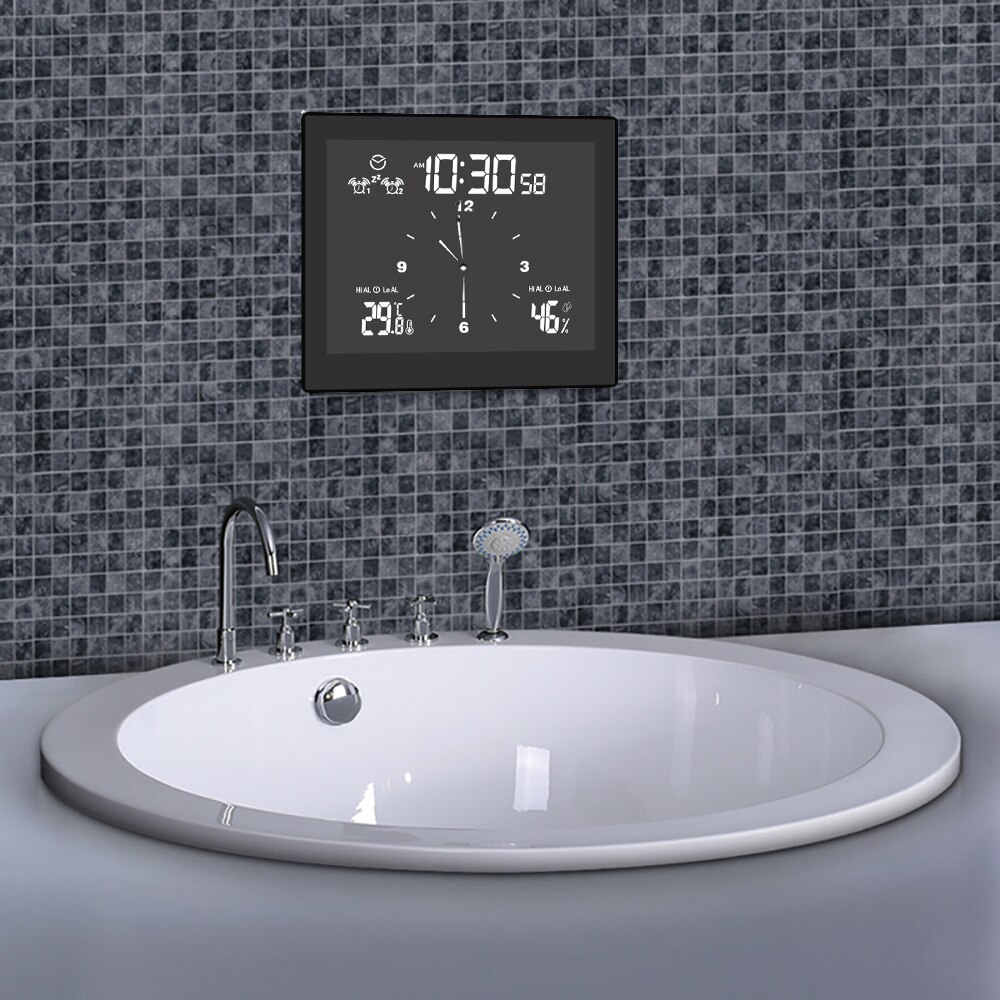 Horloge murale numérique étanche pour salle de bain, fonction de compte à rebours de la température et de l'humidité, minuterie de douche