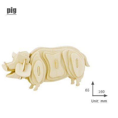 3d three-dimensional wooden animal jigsaw puzzle toys for children diy handmade wooden jigsaw puzzles Animals Insects Series: pig
