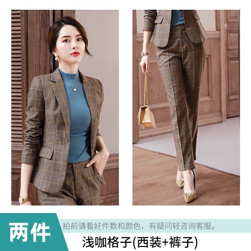 Winter neue frauen anzug Lässig Temperament Schlanke große karierten anzug jacke damen Schlanke hosen anzug zwei stück einstellen: A / L