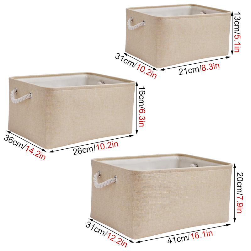 Foldable Fabric Fabric Storage Baskets, with Handles Linen Wardrobe Storage Rack Home Wardrobe Towel Toys Storage Basket