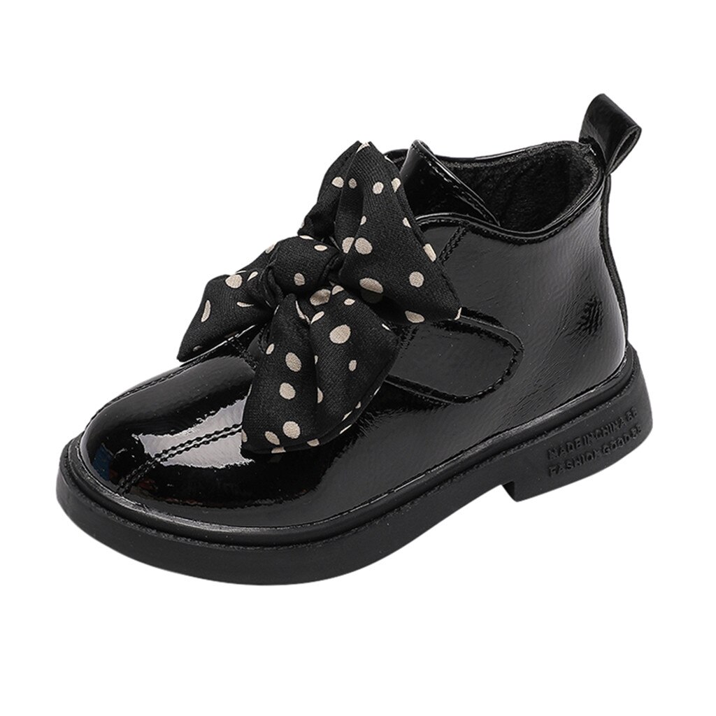 Dei bambini di Autunno Della Caviglia Stivali per Bambini Dolce Bowknot Della Piattaforma di Avvio Stivali di Cuoio dell'unità di elaborazione di Qualità Del bambino Del Capretto Ragazze Spogliatoio Del Partito di Stivaletti: nero / 32